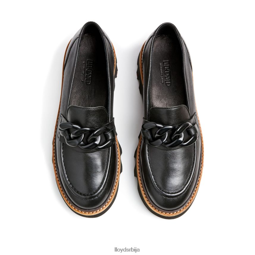 папуче од глатке коже Жене D0806T1018 ципеле црн LLOYD