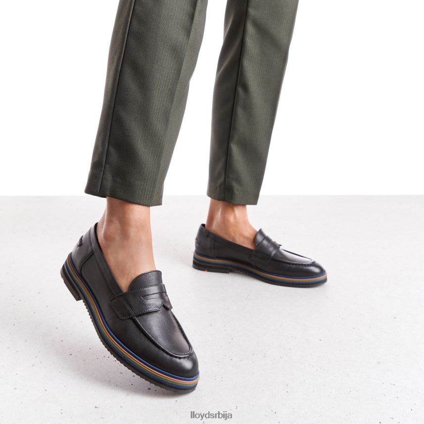 папуче од глатке коже Жене D0806T1046 ципеле црн LLOYD