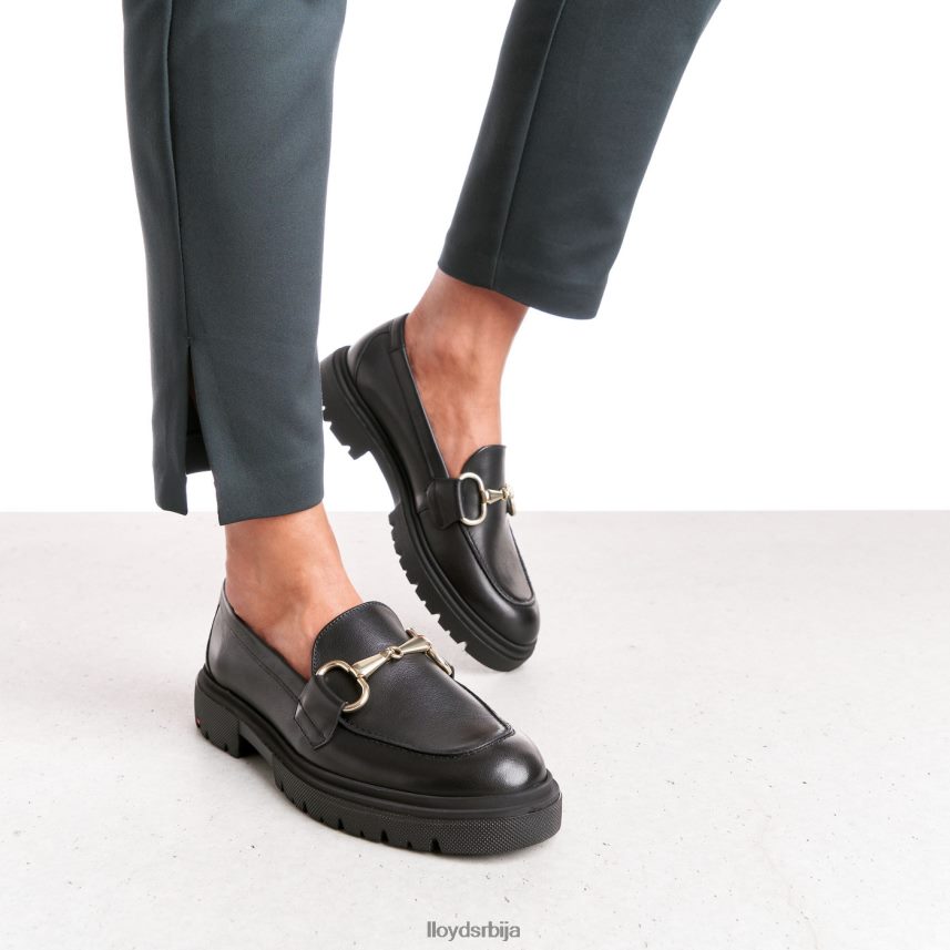 папуче од глатке коже Жене D0806T1357 ципеле црн LLOYD