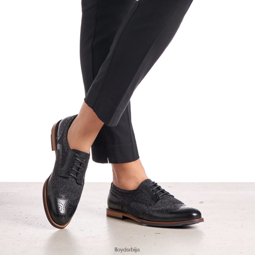 полуципеле од глатке коже од чипке Жене D0806T1076 ципеле црн LLOYD