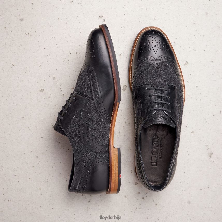 полуципеле од глатке коже од чипке Жене D0806T1076 ципеле црн LLOYD